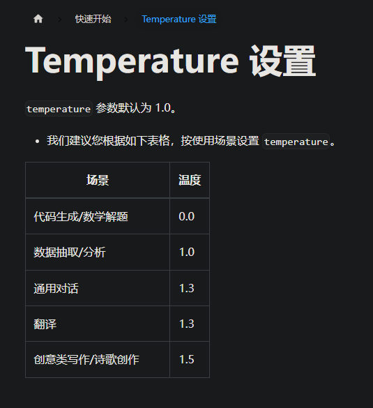 temperature设置